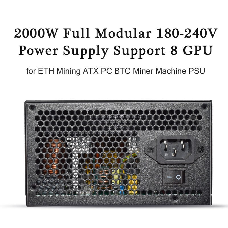 160V-240V ETC RVN ATX PC PSU para máquina de minería BTC módulo completo 1800W 2000W fuente de alimentación de minería compatible con 8 GPU