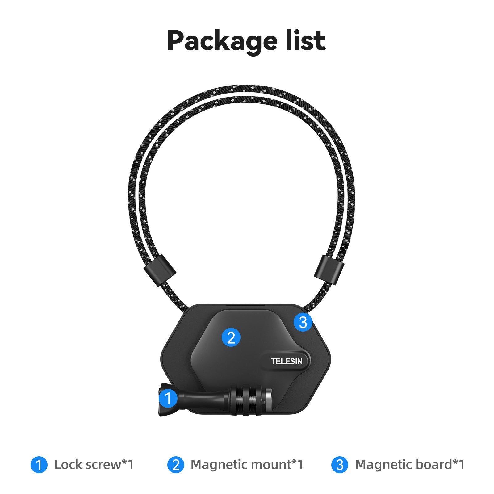 TELESIN-soporte magnético para cámara, montaje colgante de liberación rápida para GoPro 12, 11, 10, Action 4, insta360, X3