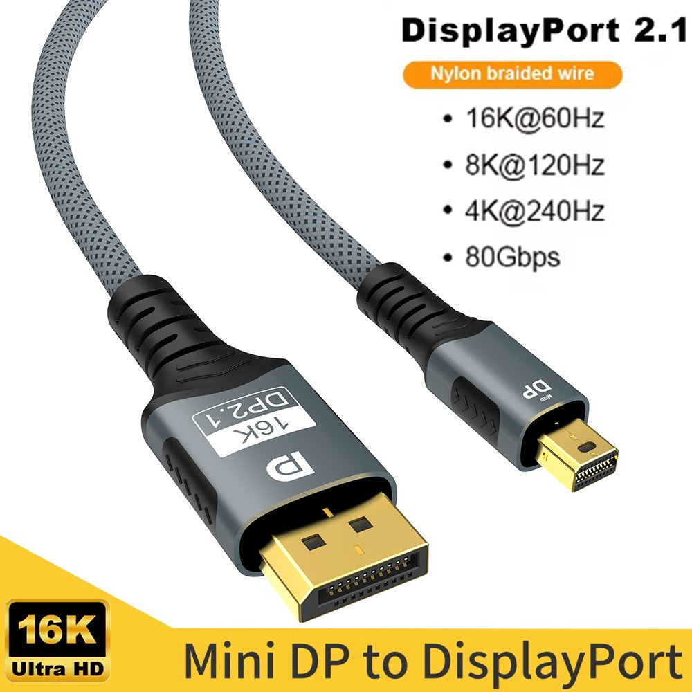 Cable Mini DP a DisplayPort 8K Cable de transmisión de conversión bidireccional DP1.4 16K@60Hz 4K@144Hz para proyector MacBook Air