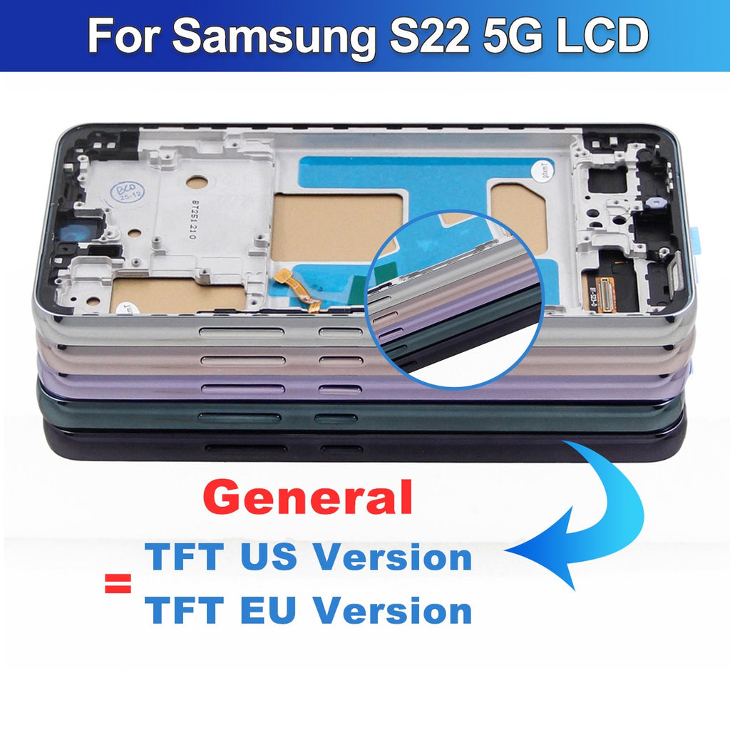Probado para Samsung S22 5G pantalla LCD Digitalizador de pantalla táctil para Samsung S901 S901B S901U SM-S901E/DS pantalla con marco