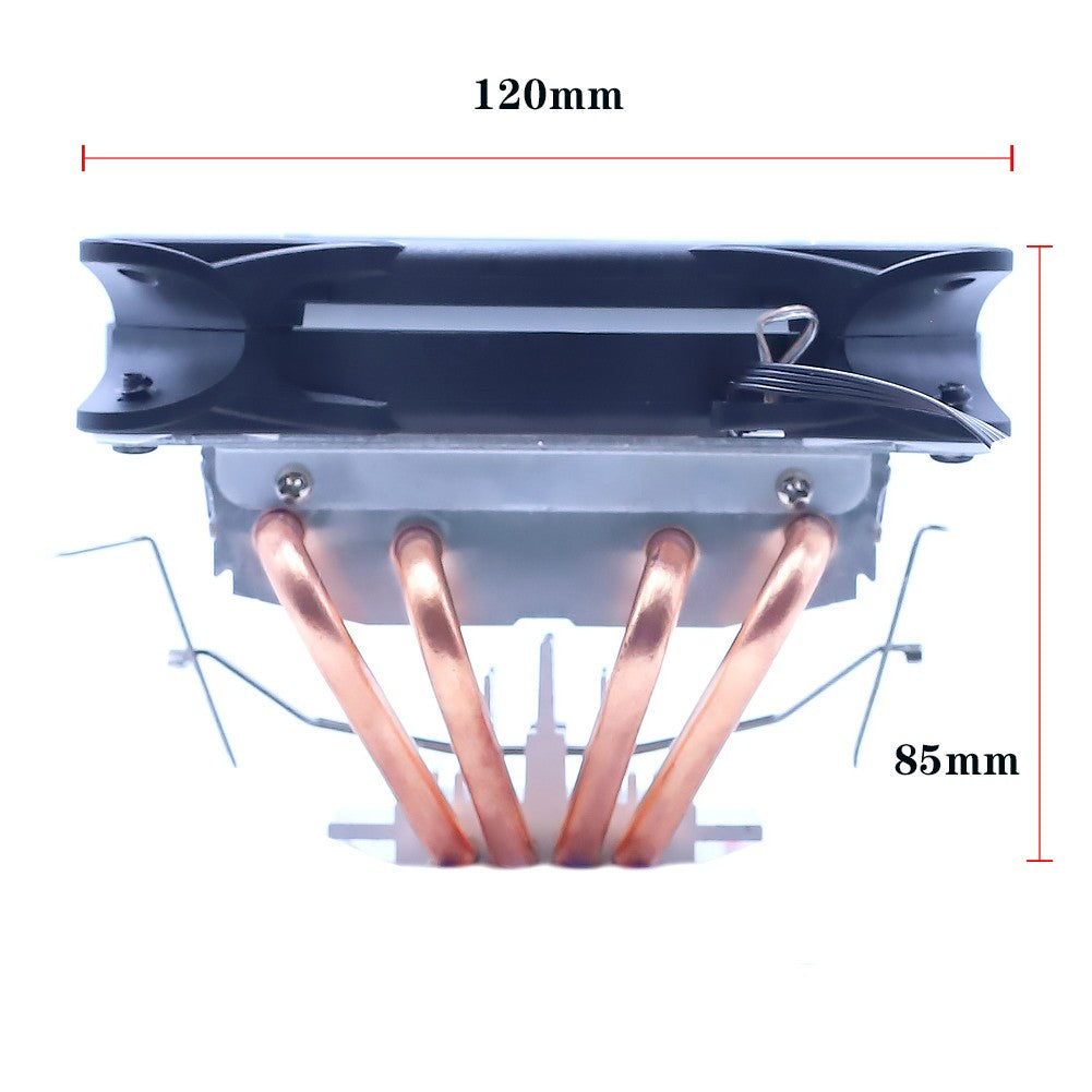 Enfriador de CPU, 4 tubos de disipación de calor, 120 mm, perfil bajo, 4 pines, LGA 115X 1200 1700 2011 X79 X99, AM4 AM5