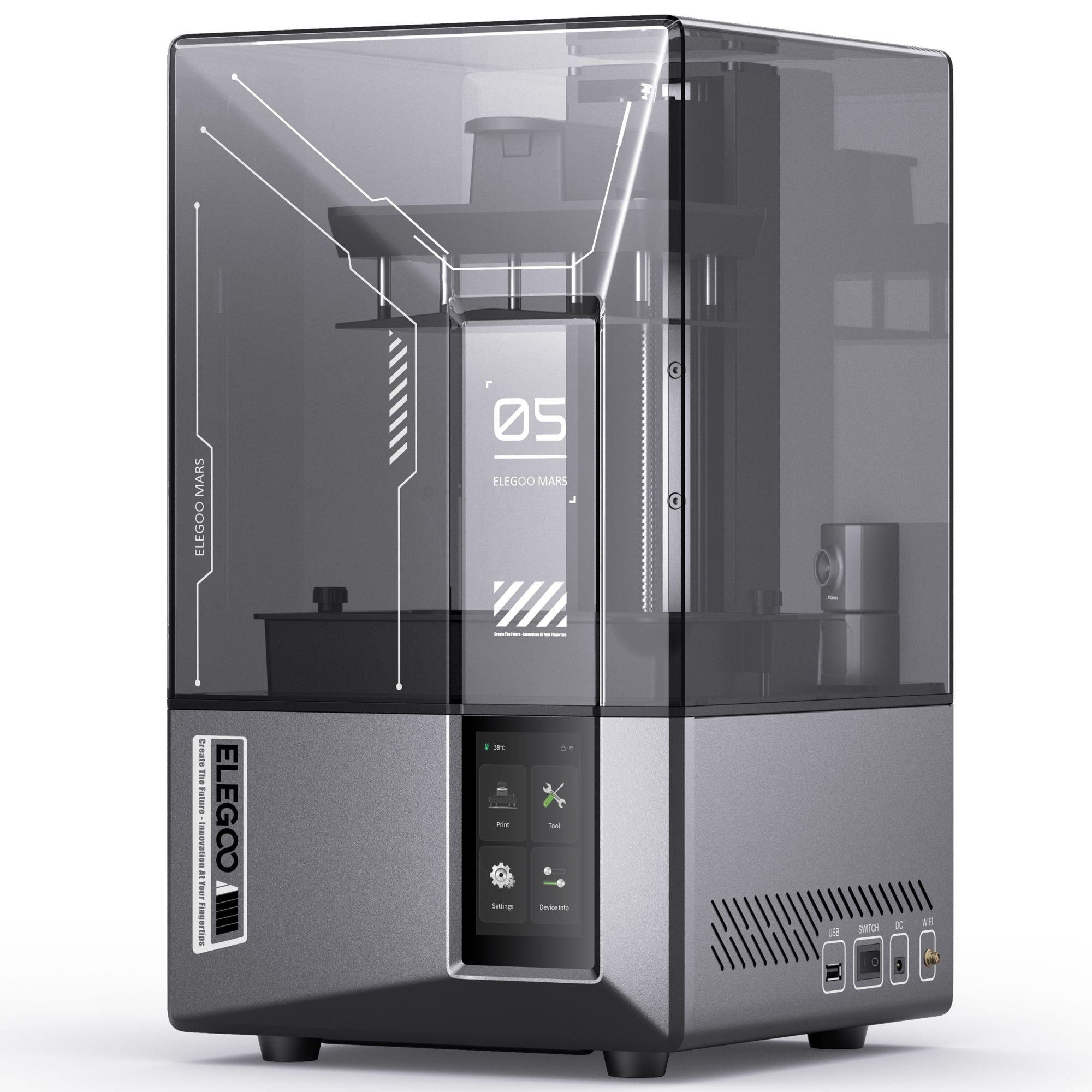 ELEGOO Mars 5 Ultra 9K MSLA Impresora 3D de resina con nivelación automática y cámara inteligente AI, tamaño de impresión de alta velocidad 153,36 × 77,76 × 165 mm
