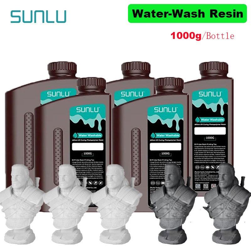 SUNLU 5KG lavado con agua ABS/resina de lavado con agua 395-405nm resina fotopolímero de curado UV resina de curado rápido para impresora 3D LCD DLP SLA