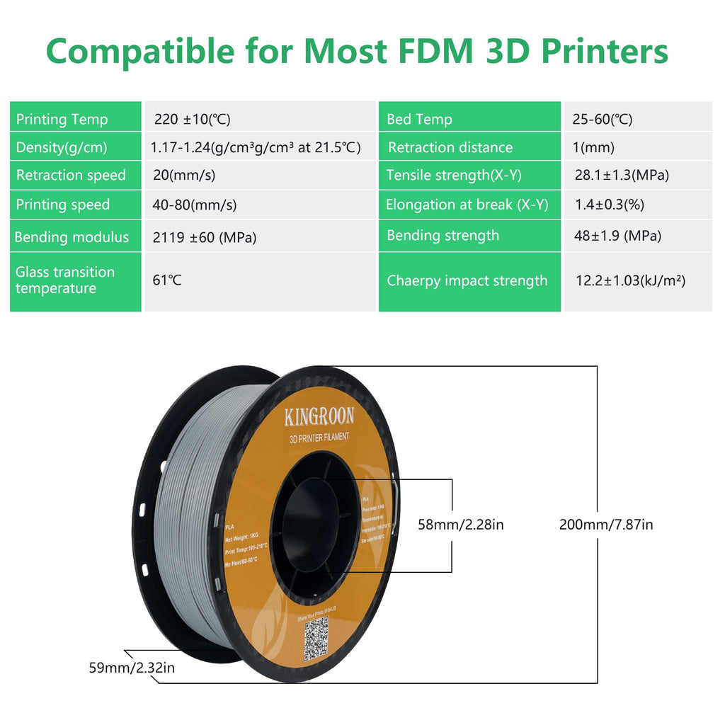 Filamento PLA KINGROON de 1.75mm, 5/10KG, Plástico PLA para Impresora 3D, Estándar 1kg/rollo, Filamentos para Impresión 3D, Colores Mixtos, Envío Local
