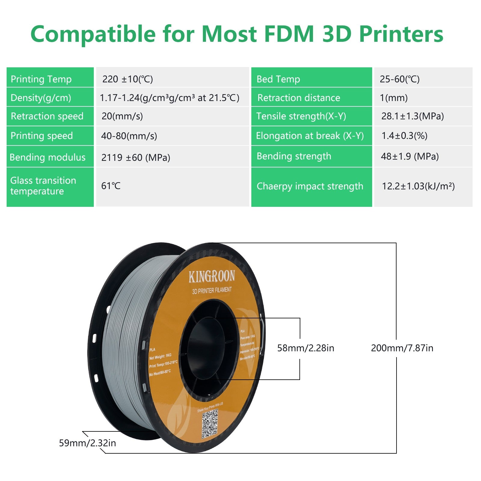 Filamento PLA KINGROON de 1.75mm, 5/10KG, Plástico PLA para Impresora 3D, Estándar 1kg/rollo, Filamentos para Impresión 3D, Colores Mixtos, Envío Local