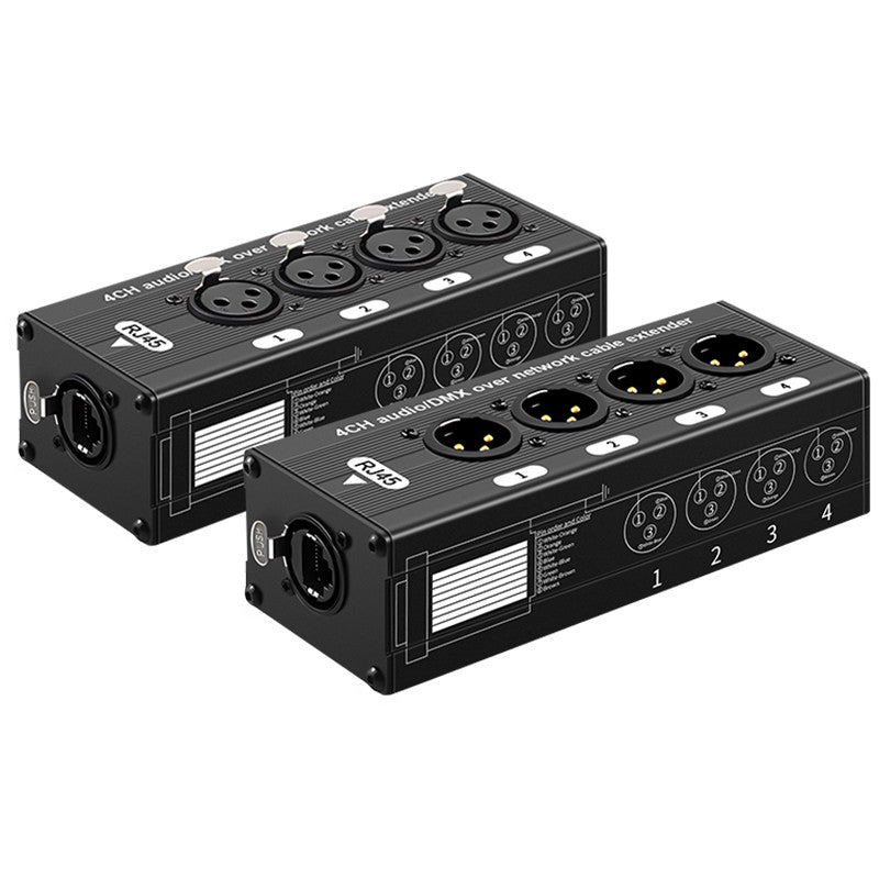 Cable extensor de audio RJ45 a XLR de 4 canales y 3 pines, extensor de señal de red DMX512 para iluminación de escenarios y estudio de grabación.