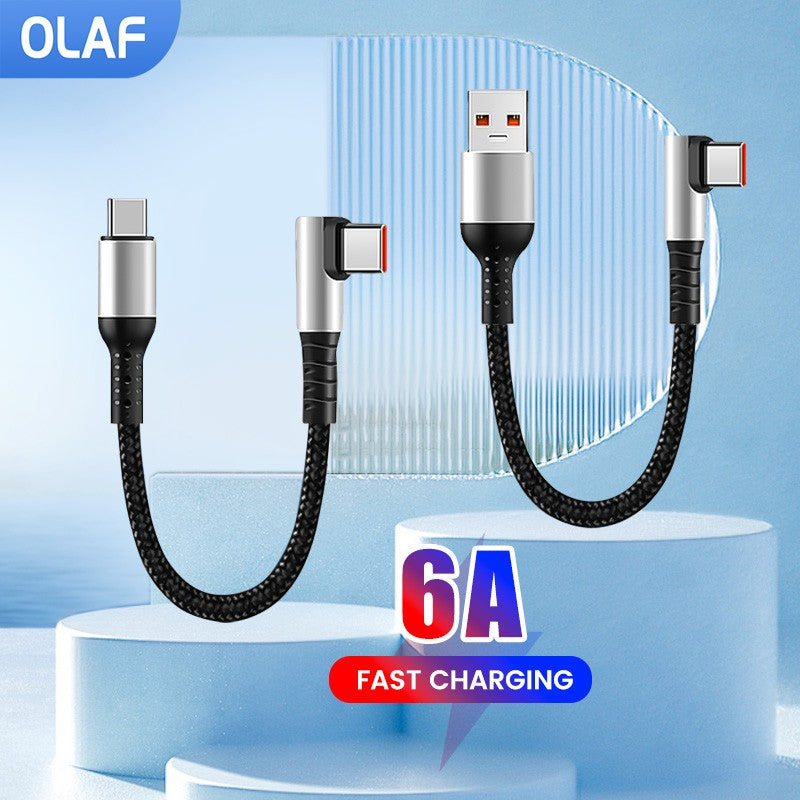 Cable de 0,25 M 0,5 M tipo C a USB C Cable de datos de carga rápida Cable portátil corto de carga para banco de energía Cable de teléfono móvil cable usb