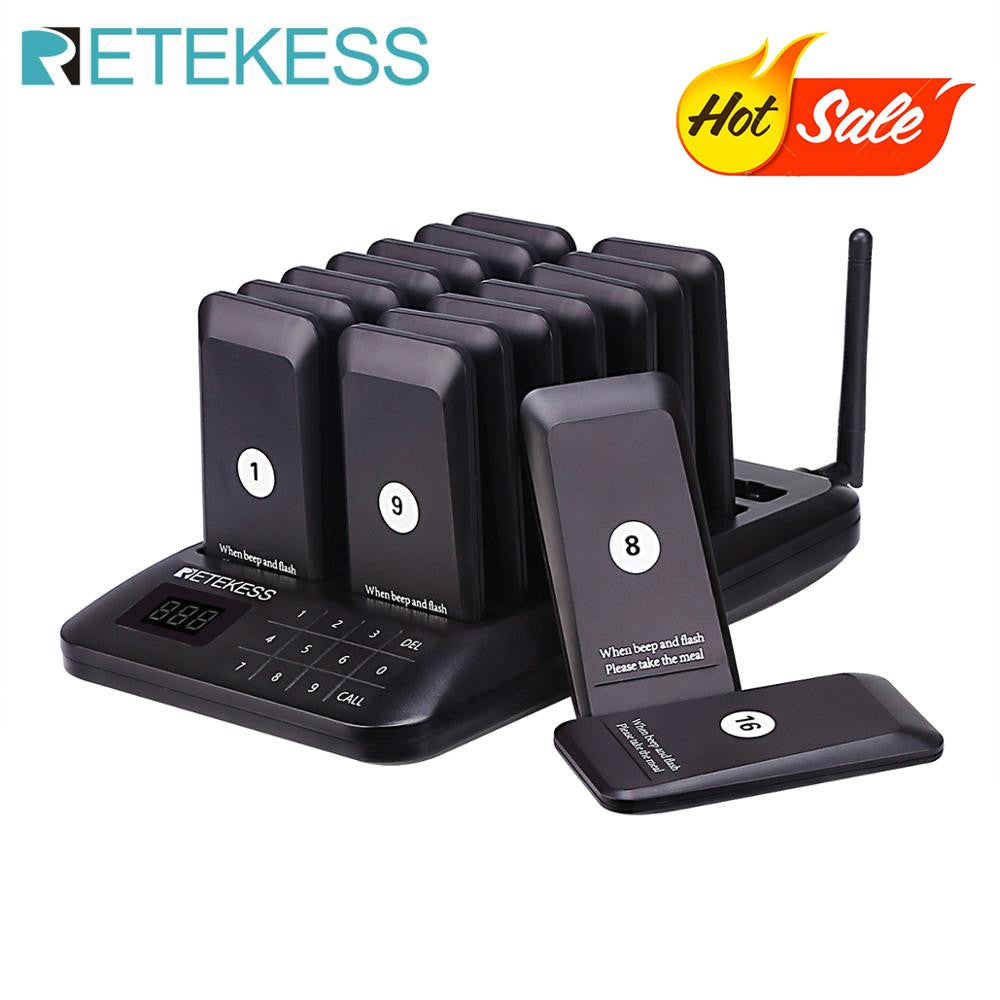 RETEKESS TD157 Sistema de Llamada Inalámbrico para Restaurantes, Localizadores de Mesa, Receptores de Señal Sonora para Food Trucks, Restaurantes de Comida Rápida, Cafeterías y Bares