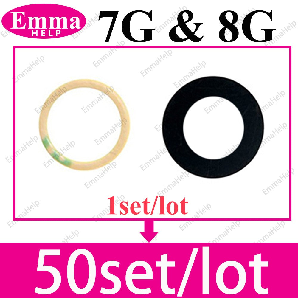 50 Piezas/Lote de Cristal de Lente de Cámara Trasera para iPhone 14 13 12 11 Pro Max XS XR X 7 8 Plus, Repuesto de Cristal de Cámara Trasera con Adhesivo