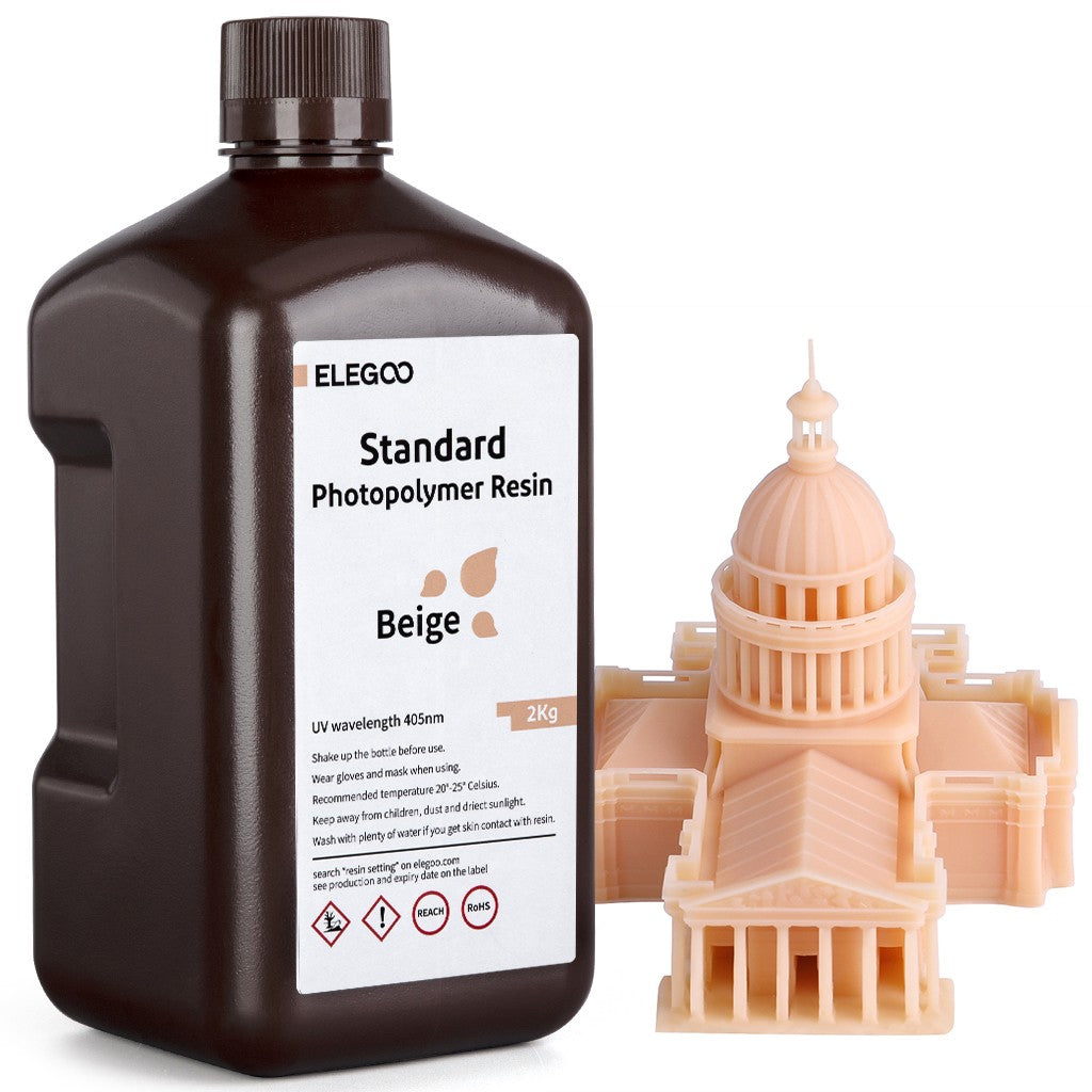Resina para Impresora 3D ELEGOO, 2 kg, 405 nm, Resina Fotopolímera Estándar de Curado UV para Impresión 3D LCD, Alta Precisión, Bajo Olor, Gris 2000 g