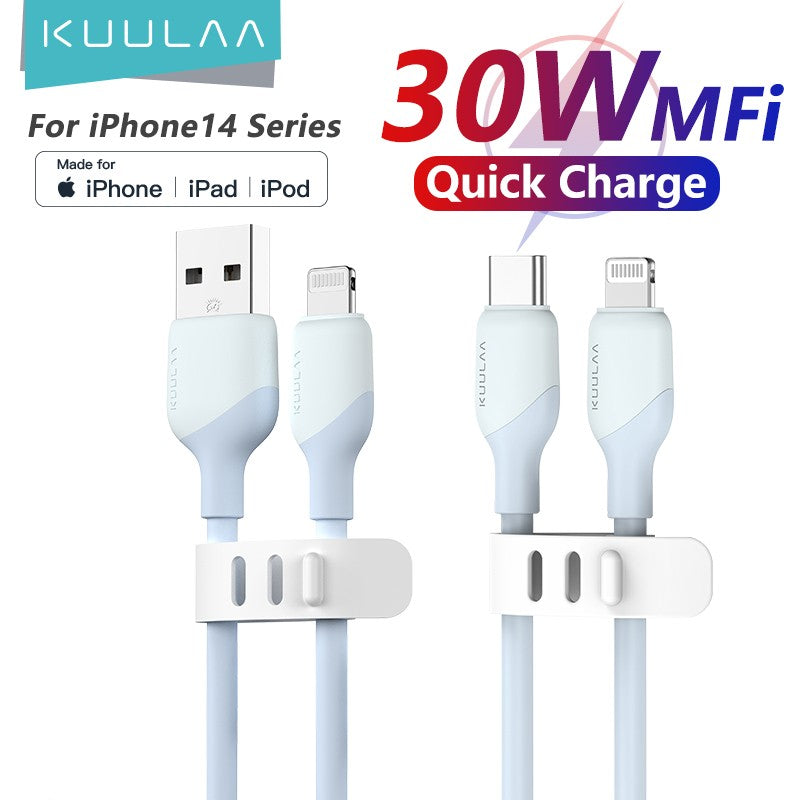 KUULAA Cable USB C a Lightning MFi para iPhone Cable de carga rápida PD 30W USB tipo C para iPhone 14 13 12 11 Pro Max X XS XR 8