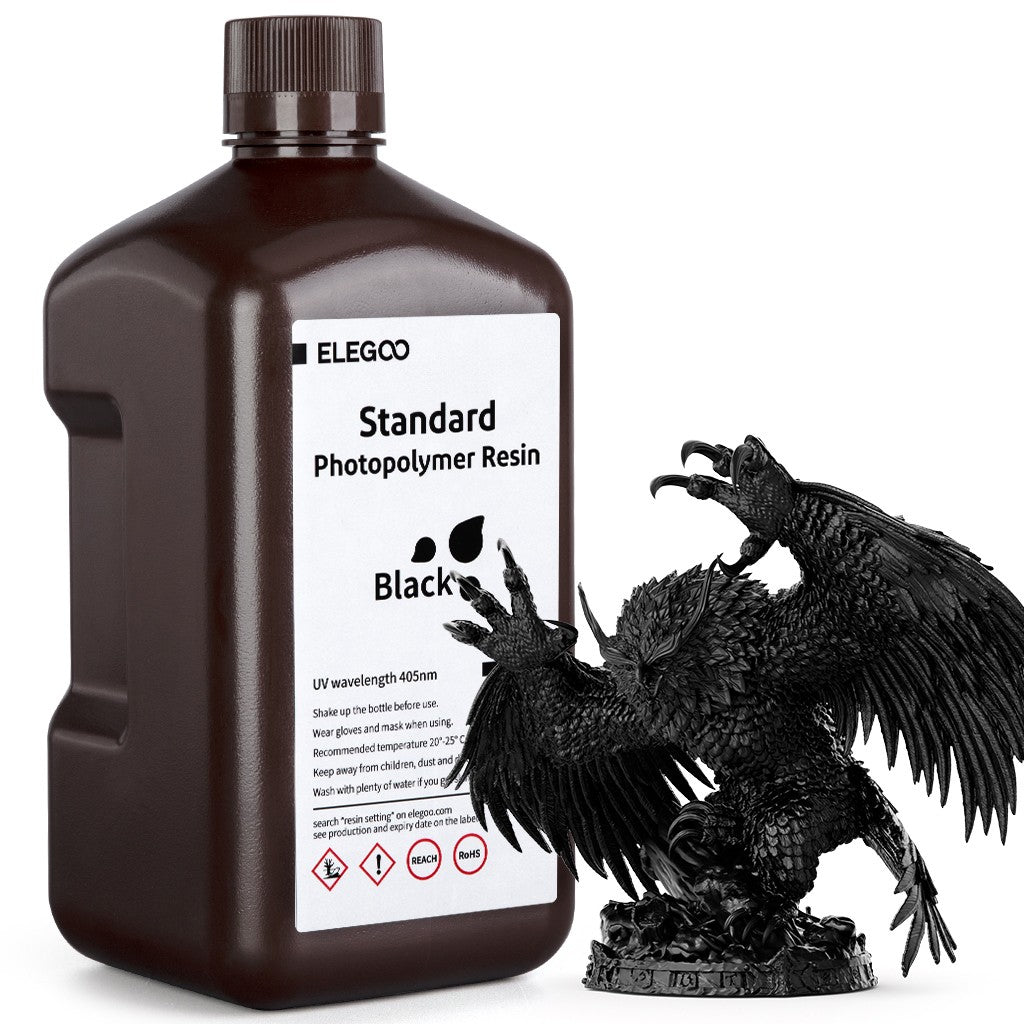 Resina para Impresora 3D ELEGOO, 2 kg, 405 nm, Resina Fotopolímera Estándar de Curado UV para Impresión 3D LCD, Alta Precisión, Bajo Olor, Gris 2000 g