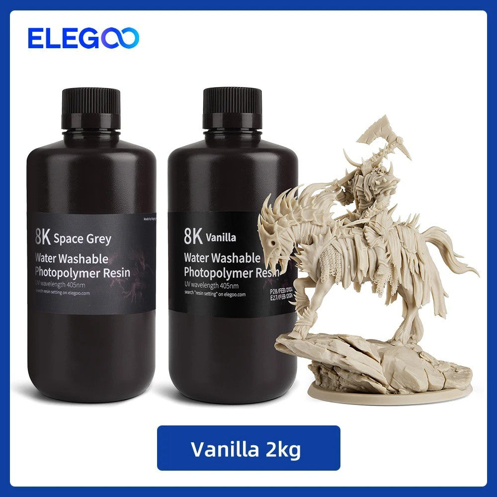 Resina para Impresora 3D ELEGOO 8K, 405nm, Lavable con Agua, Resina de Curado UV, Ideal para la Impresora 3D SATURN 2 8K, Gris Espacial, 1000g