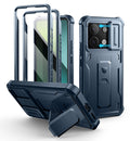 Funda Resistente a Impactos para Redmi Note 13 Pro 5G con Cubierta Deslizante Integrada para la Cámara y Protector de Pantalla Integrado con Soporte