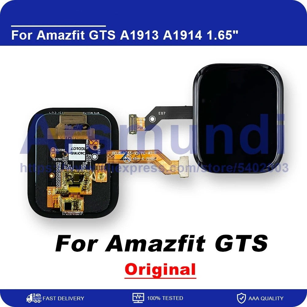 Pantalla Original de 1,65 pulgadas para Huami Amazfit GTS A1913 A1914, Digitalizador de Panel táctil para reloj LCD Amazfit GTS