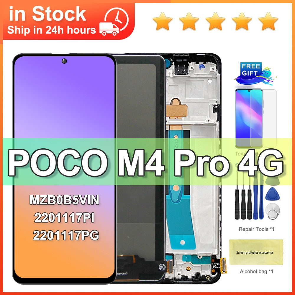 6,43'' Super AMOLED para Xiaomi Poco M4 Pro 4G LCD 2201117 PI PI 2201117 Conjunto del digitizador del panel de la pantalla táctil de la exhibición de PG MZB0B5VI