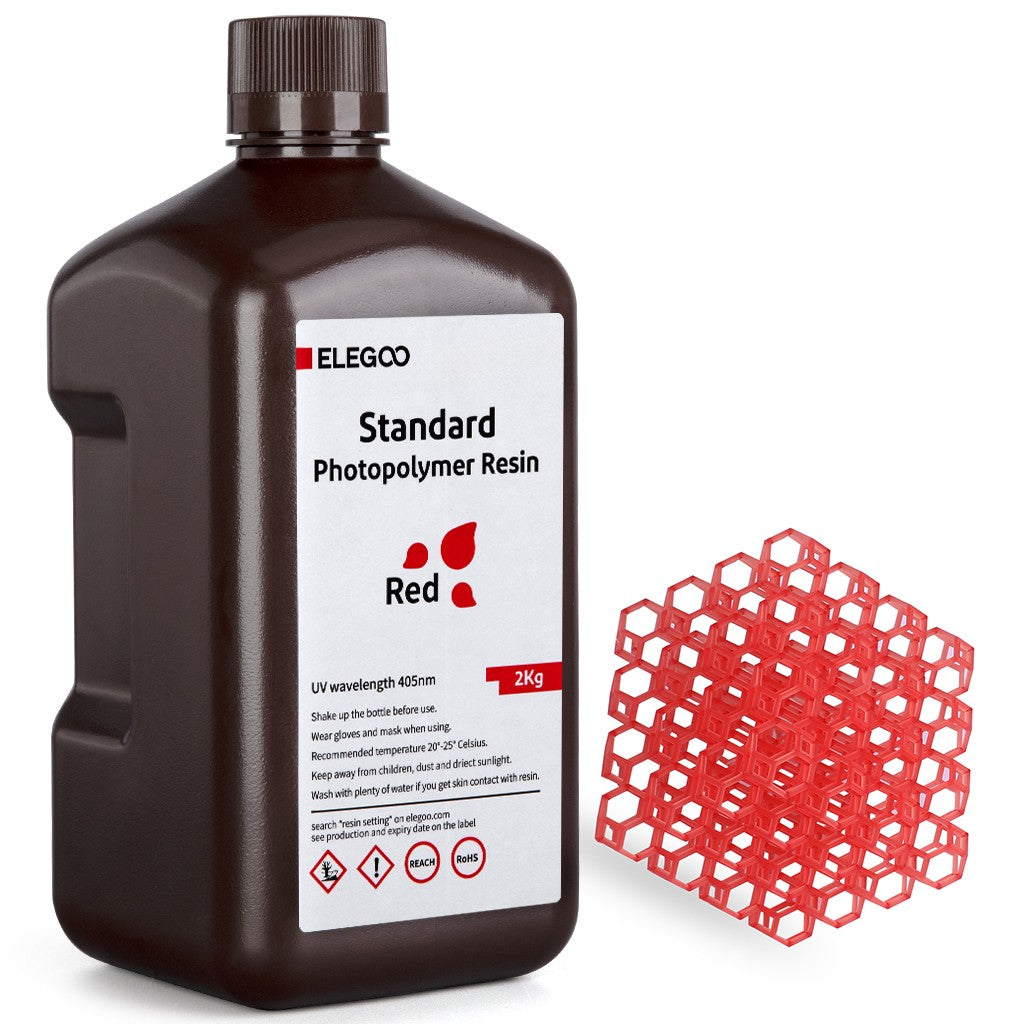 Resina para Impresora 3D ELEGOO, 2 kg, 405 nm, Resina Fotopolímera Estándar de Curado UV para Impresión 3D LCD, Alta Precisión, Bajo Olor, Gris 2000 g