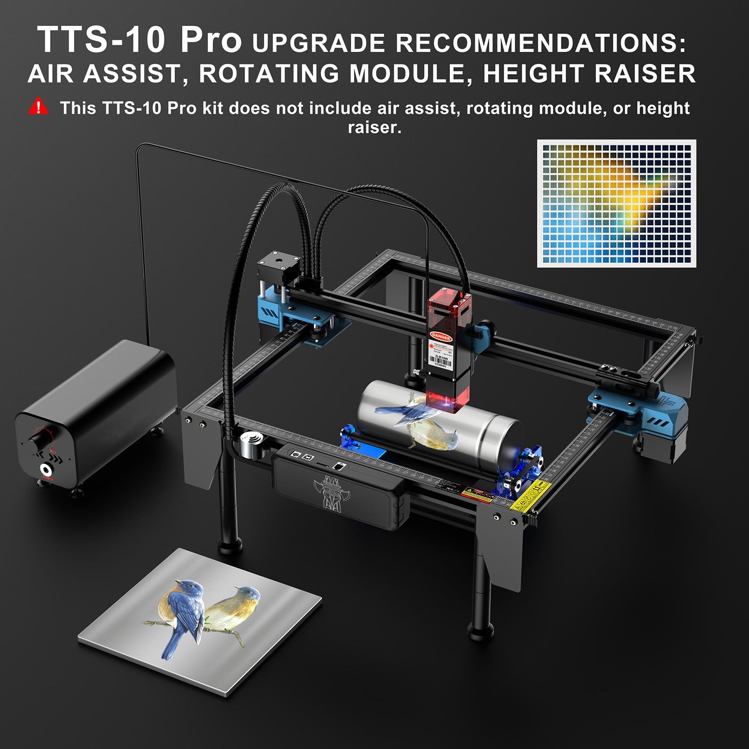 Grabador láser TwoTree, enrutador CNC TTS10 Pro/TTS-55Pro, máquina cortadora de grabado láser de Metal de 40W/80W con Control fuera de línea Wifi
