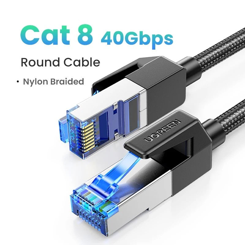 UGREEN-Cable Ethernet CAT8 40gbps 2000MHz CAT 8, Cable Lan de Internet trenzado de algodón para portátiles, enrutador PS 4, RJ45