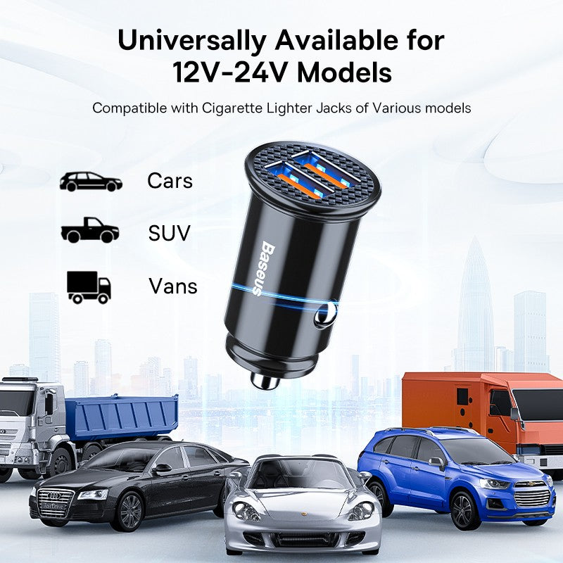 Baseus-cargador USB para coche, dispositivo de carga rápida de 30W, 4,0, 3,0, FCP, SCP, PD, para Xiaomi iPhone16, 15, 14 Pro Max