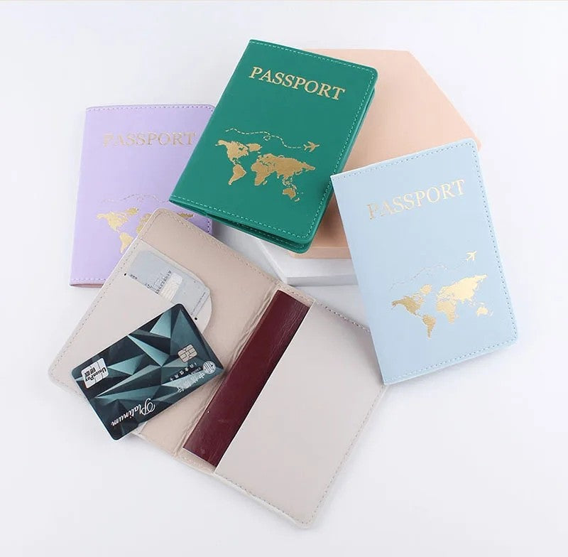 Amante el mapa del mundo cubierta de pasaporte estampado en caliente avión Simple mujeres hombres viaje pasaporte estuche protector moda regalo de boda