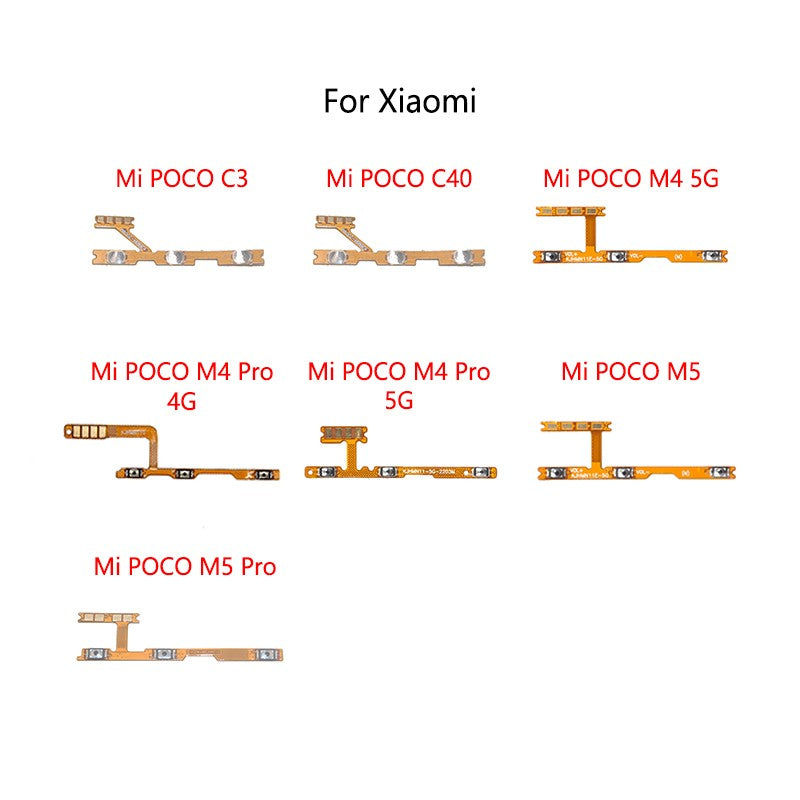 Interruptor de botón de encendido, botón de silencio de volumen, Cable flexible de encendido/apagado para Xiaomi Mi POCO C3 C40 M4 Pro 5G 4G M5 M5S Pocophone
