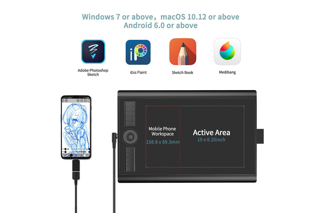 Tableta Gráfica GAOMON M10K PRO de 10x6.25 Pulgadas, Tableta Digital Artística para Principiantes en Dibujo, Función de Inclinación y Radial, 10 Teclas de Acceso Directo
