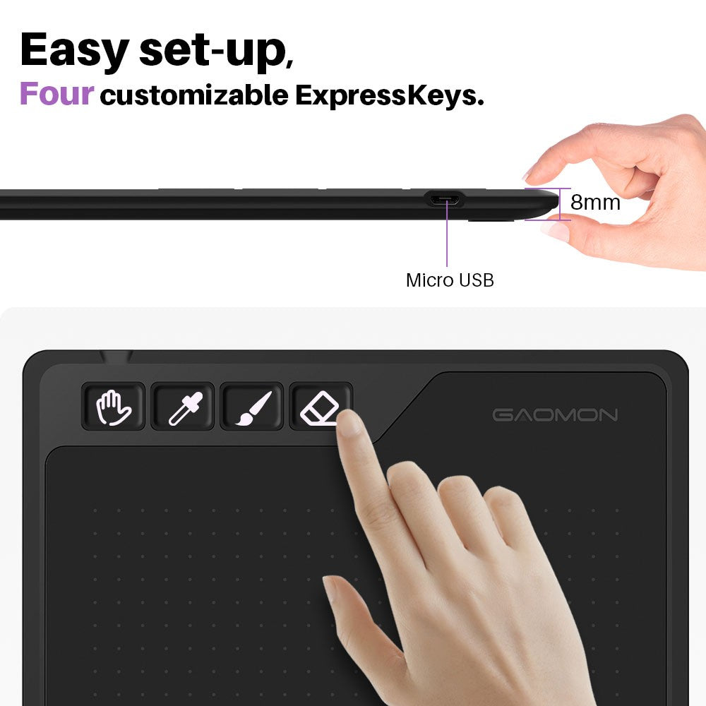 Tableta Digital Gaomon S620 de 6.5x4 Pulgadas, Tableta Gráfica Delgada y Portátil para Dibujar y Jugar OSU, Fácil Conexión con Teléfonos Android