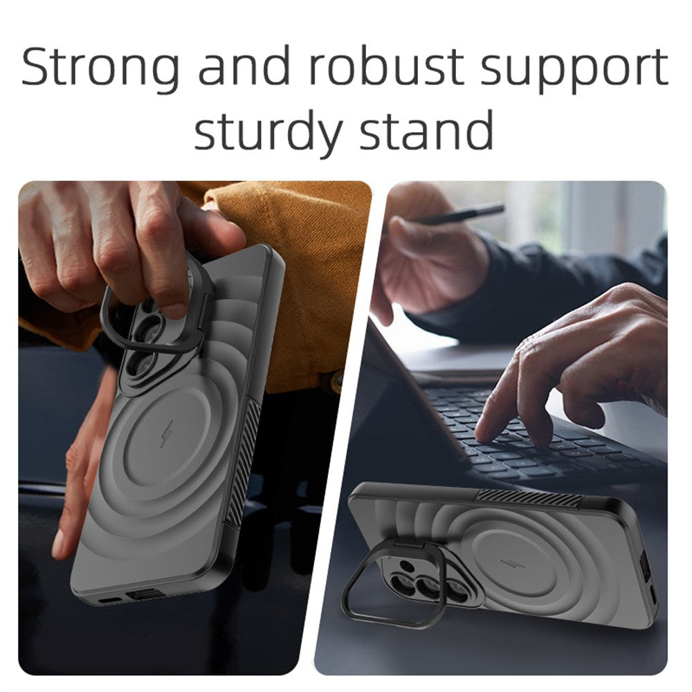 Soporte de lente Invisible para funda de teléfono magnética Magsafe para Samsung S25 Ultra Edge S25 Plus cubierta de silicona suave ondulada de agua redonda
