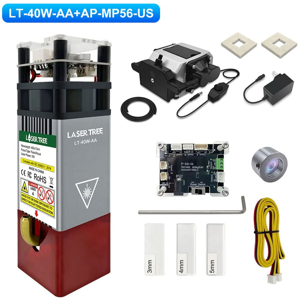 LASER TREE 5W módulo láser con asistencia de aire 450nm enfoque fijo TTL cabezal láser de luz azul para máquina de grabado de corte CNC DIY