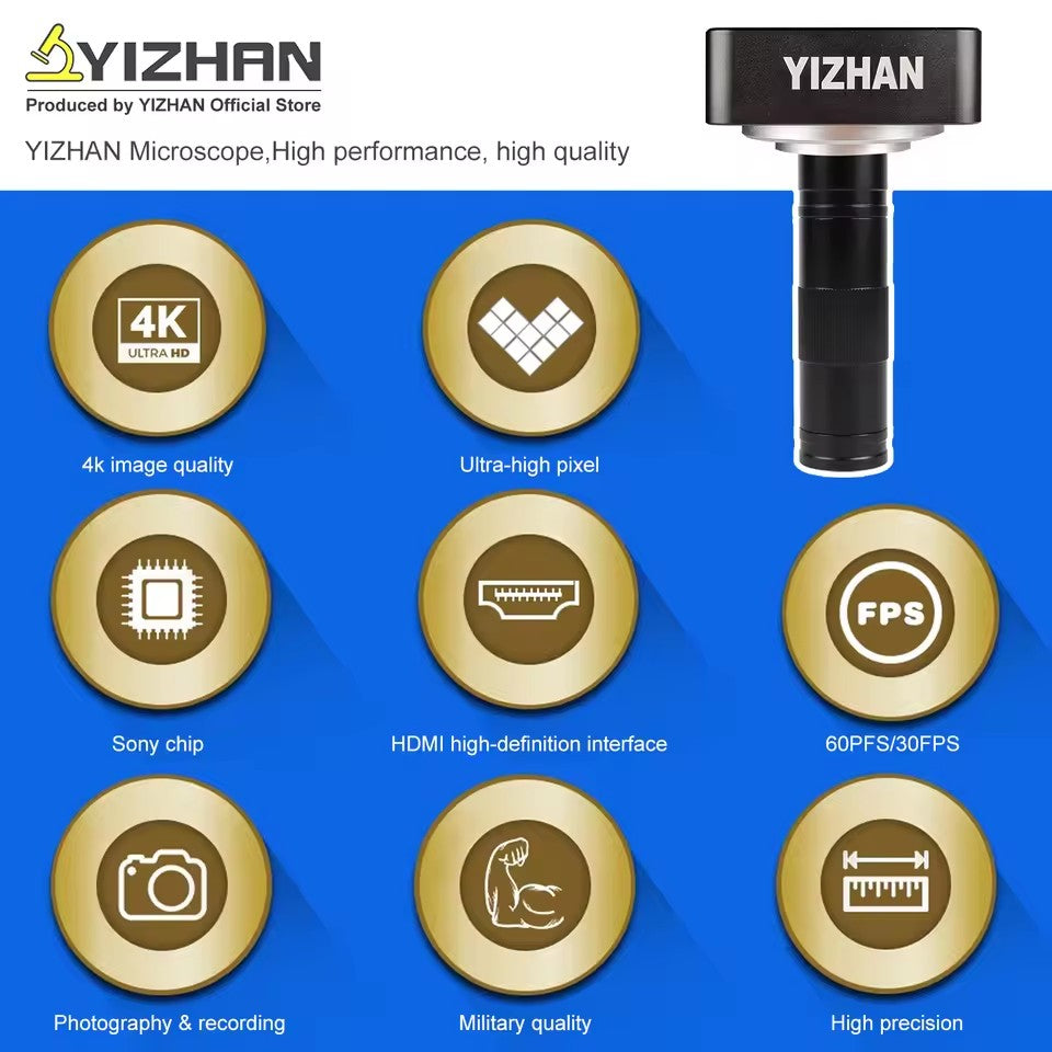 YIZHAN 60MP 48MP 13MP HD microscopio Digital para soldar 4K HDMI USB VGA microscopio electrónico cámara lente de Zoom para medir