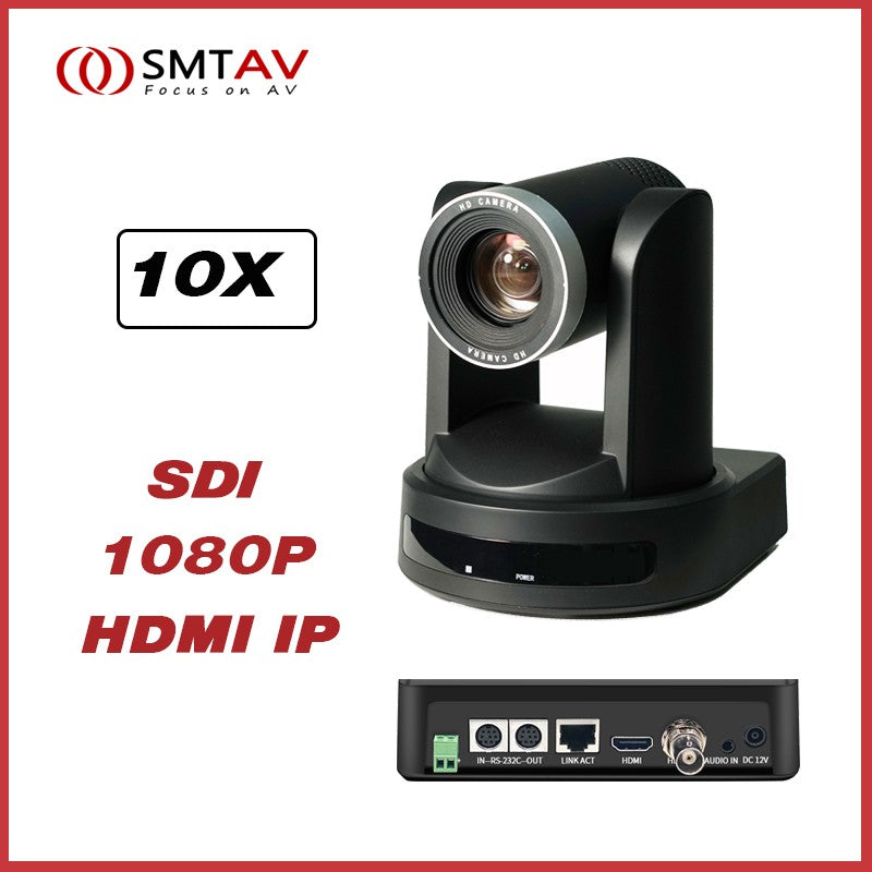 SMTAV-Cámara de conferencia SDI PTZ, Zoom 10X, HDMI, IP, transmisión en vivo, para iglesia, reunión de negocios