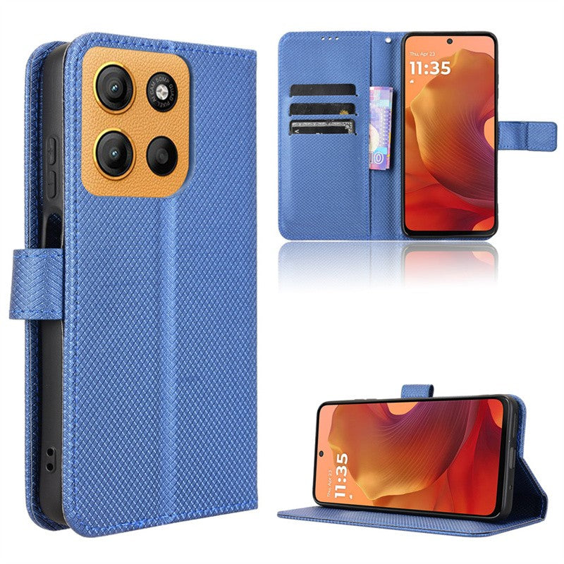 Para Motorola Moto G15 G15 Power funda de lujo con tapa patrón de diamante piel PU funda tipo billetera de cuero con soporte para Moto G15 4G bolsas de teléfono