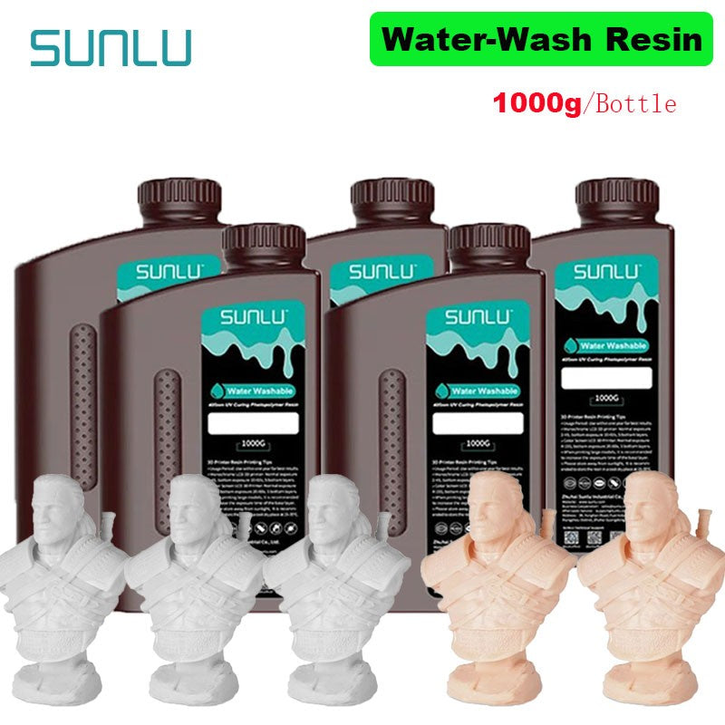 SUNLU 5KG lavado con agua ABS/resina de lavado con agua 395-405nm resina fotopolímero de curado UV resina de curado rápido para impresora 3D LCD DLP SLA