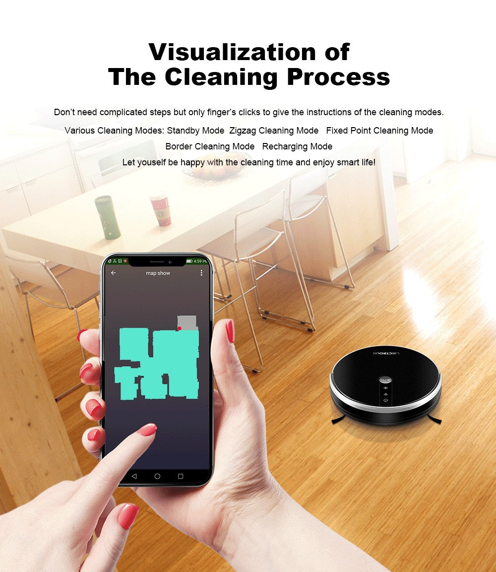 (Código Promocional: AEGG66)Aspiradora Robot LIECTROUX C30B,Navegación de mapas con IA,Partición Inteligente,con Memoria,Aplicación WiFi,Succión Fuerte de 6000Pa,Trapeador Mojado Inteligente, Desinfección