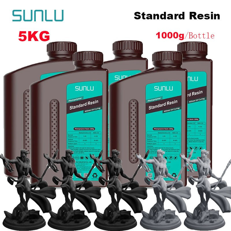 SUNLU 5KG estándar/resina 3D de lavado de agua 405nm resina UV para la mayoría de los materiales de impresora 3D SLA/DLP/LCD sensible a los rayos UV 1kg