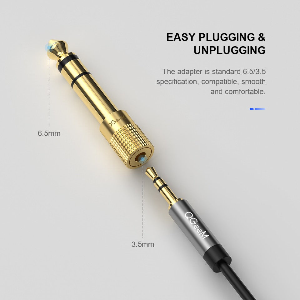 QGeeM Jack 6,5 6,35mm enchufe macho a conector hembra de 3,5mm amplificador de auriculares adaptador de Audio micrófono AUX 6,3 3,5mm convertidor