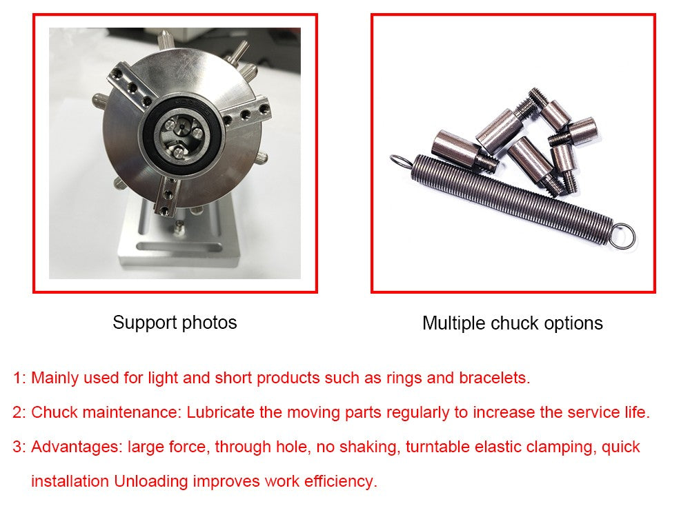 Máquina de Marcado Láser CNC Hunst D69 con Eje Rotatorio para Grabado de Anillos, Pulseras y Joyería, Accesorio Rotatorio con Bloqueo Automático