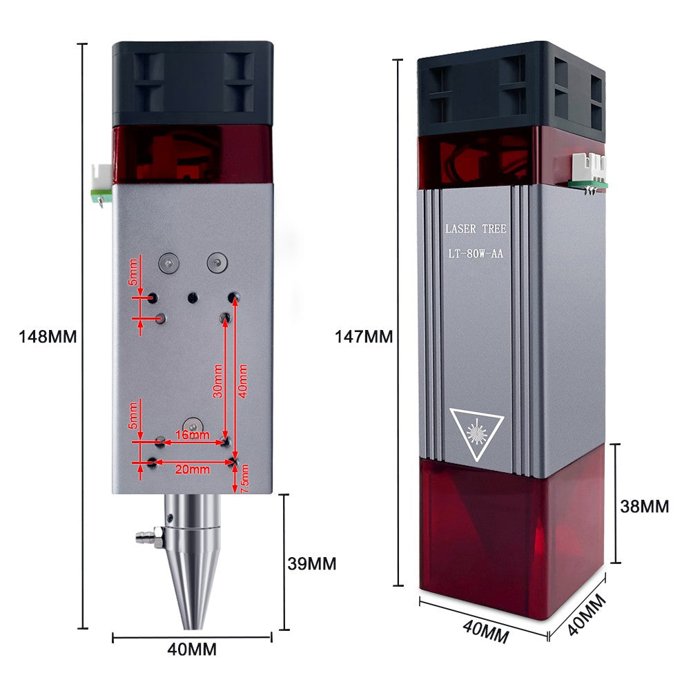 Árbol láser 20W 30W 40W 60W módulo láser con asistencia de aire TTL módulo de luz azul para grabador láser CNC herramientas de corte de carpintería