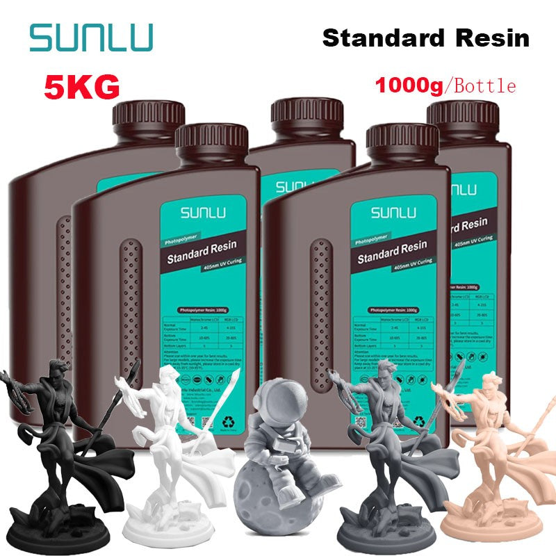 SUNLU 5KG estándar/resina 3D de lavado de agua 405nm resina UV para la mayoría de los materiales de impresora 3D SLA/DLP/LCD sensible a los rayos UV 1kg
