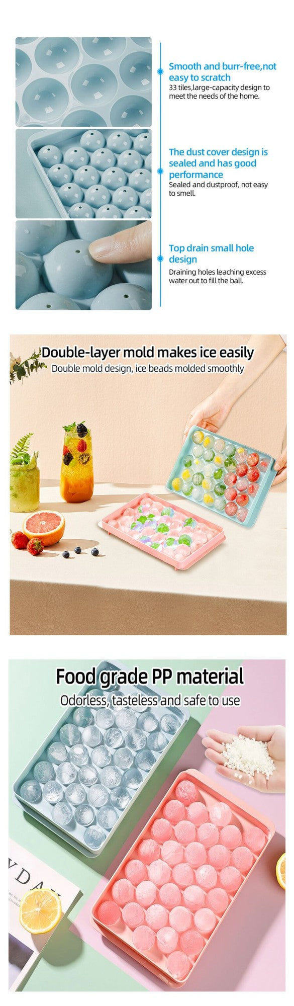33 molde de PP para Hockey sobre hielo, bola de whisky congelada, bandeja para cubitos de hielo, caja para hacer piruletas, regalos, accesorios de herramientas de cocina