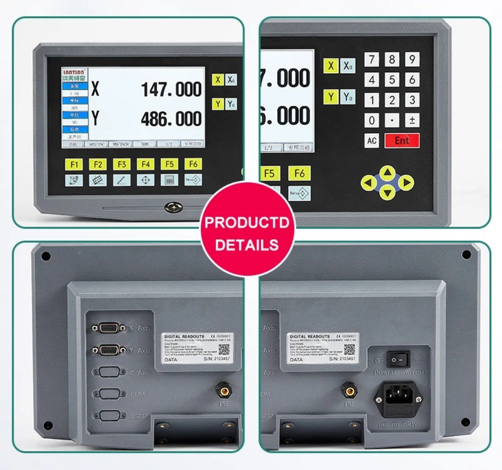 Pantalla LCD DRO YH800-2 de 2 Ejes, 19 Idiomas, AC90-260V, Sensor de Desplazamiento, Escala Lineal de 50-1000mm, Codificador, Regla de Cuadrícula
