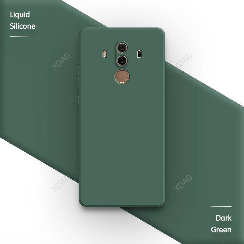 Funda de teléfono oficial de silicona líquida para Huawei Mate10 Mate 10 Pro 10Pro, cubiertas de protección de cámara de Color sólido cuadrado suave para parejas