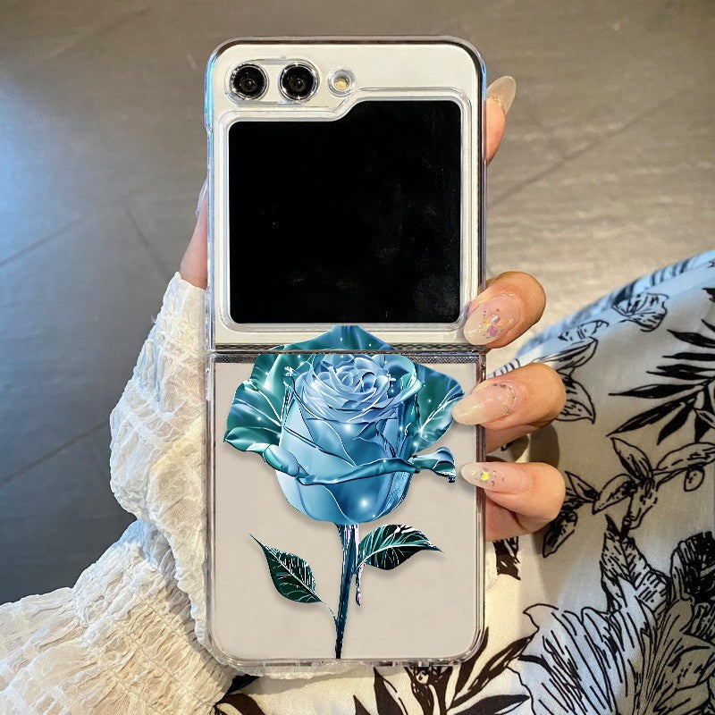 Funda transparente con diseño de flores para Samsung Galaxy Z Flip8 Flip7 FE Flip6, funda plegable transparente para Samsung Z Flip 8 7 5 4 3