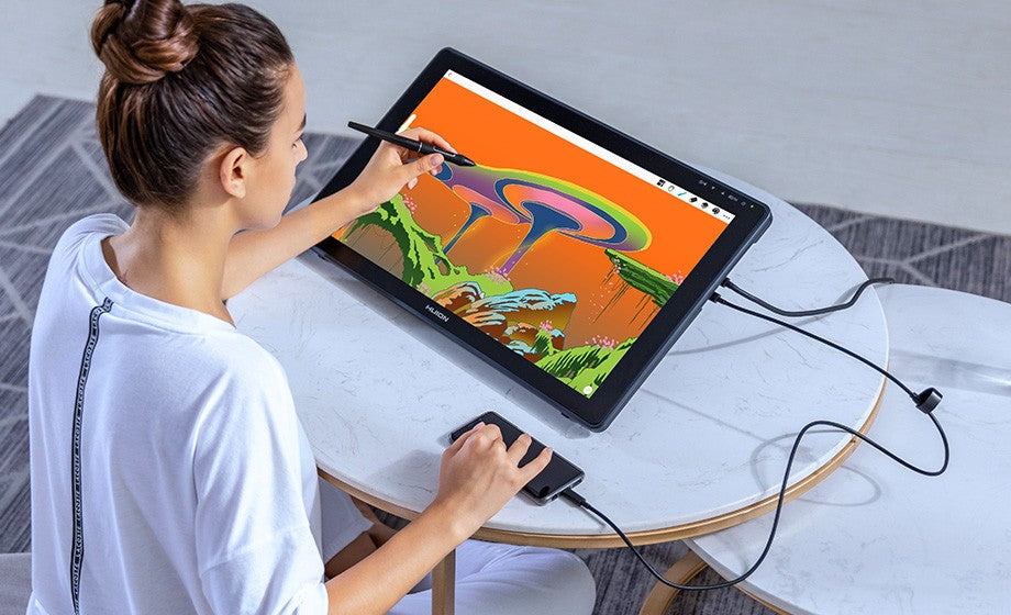 Monitor de tableta gráfica Huion de 21,5 pulgadas Kamvas 22 con 120%~140% sRGB, tableta de dibujo compatible con Linux, MacOS, Laotop, Android, USB3.1