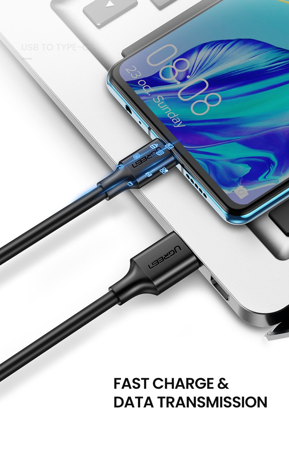 UGREEN Cable USB C 5Gbps USB3.0 A a USB C para iPhone 17 16 15 iPad Samsung S25 S24 para Switch M2 SSD NVME USB3.0 Cable de datos de 18W
