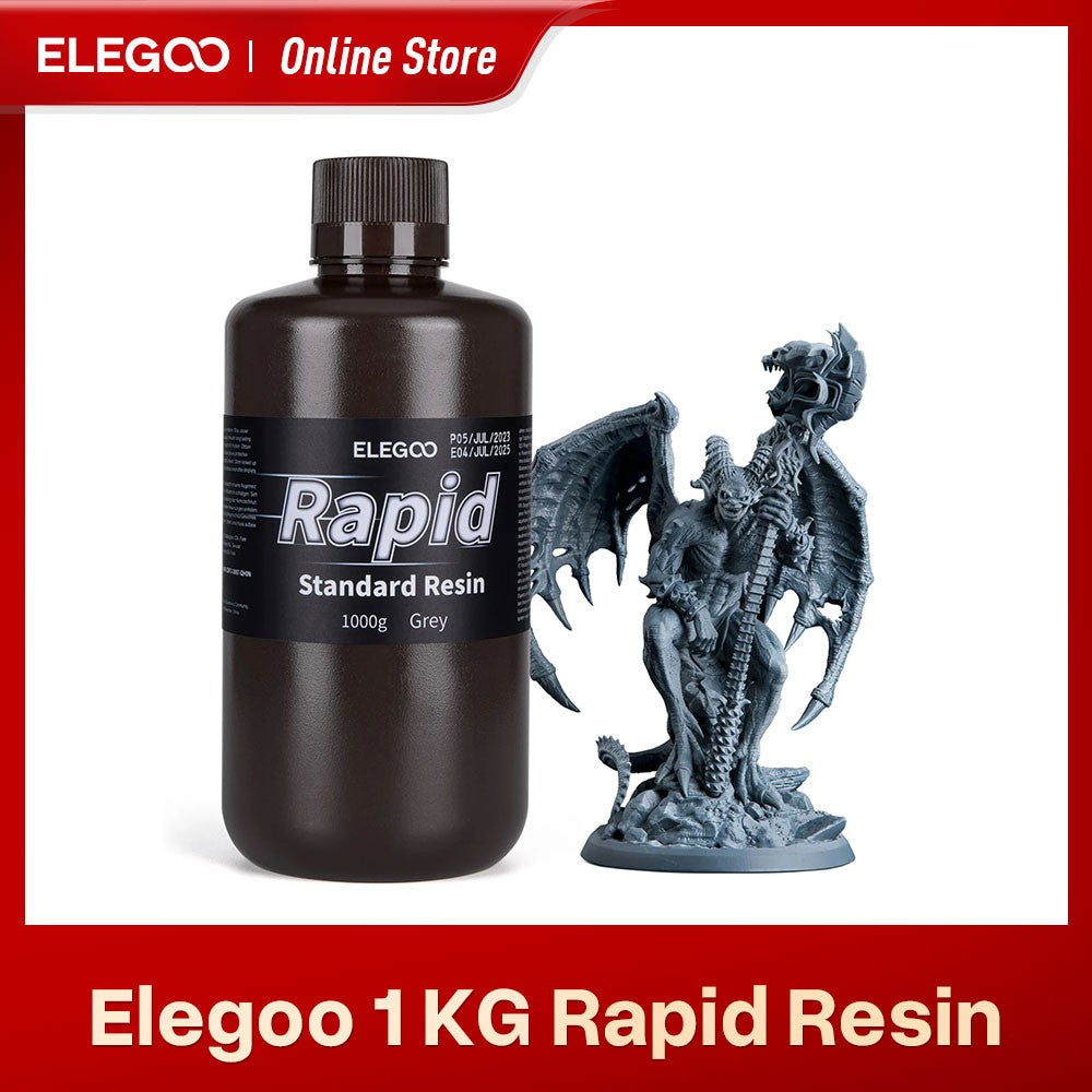 ELEGOO Impresora 3D Resina rápida LCD Resina de curación UV 405nm Resina fotopolímero estándar para impresión LCD 3D 1000g Gris