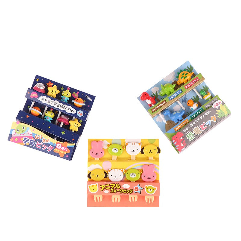 Palillos de fruta para niños, palillos de dientes con aguja, Mini fruta creativa, pastel, postre, tenedores de comida, fiambrera, decoración, accesorios Bento, 6/8 Uds.
