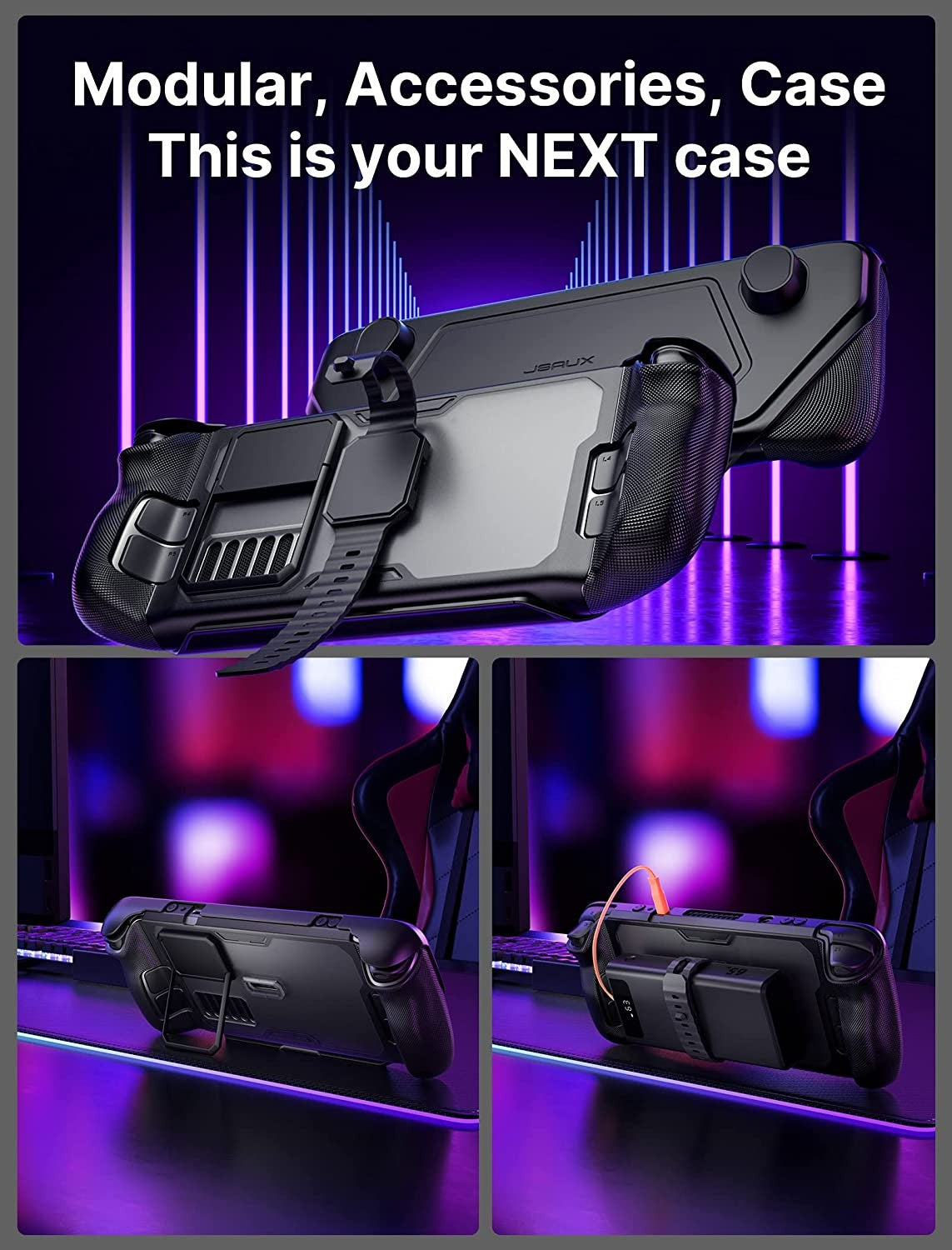 ModCase para Steam Deck, Caja Steam Deck con Hoja Adhesiva 3 Piezas para ModCase para Steam Deck PC0104, Accesorios Steam Deck