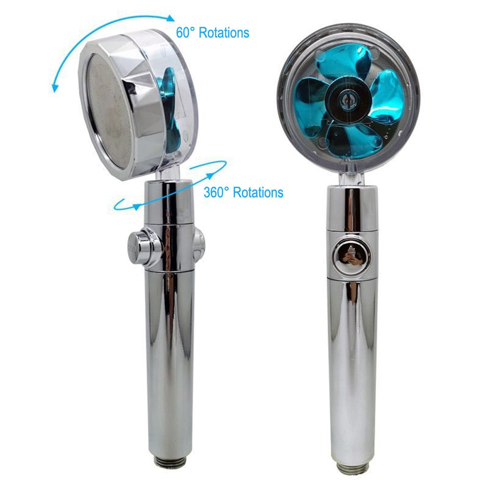Nuevo cabezal de ducha con flujo de ahorro de agua, rotación de 360 grados con ventilador pequeño, boquilla de pulverización de alta presión ABS para lluvia, accesorios de baño
